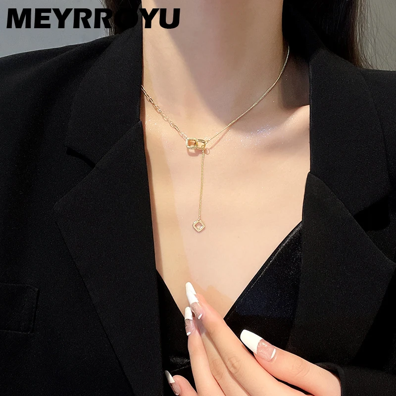 

Женская цепочка с подвеской MEYRROYU, из нержавеющей стали, с цепочкой до ключиц
