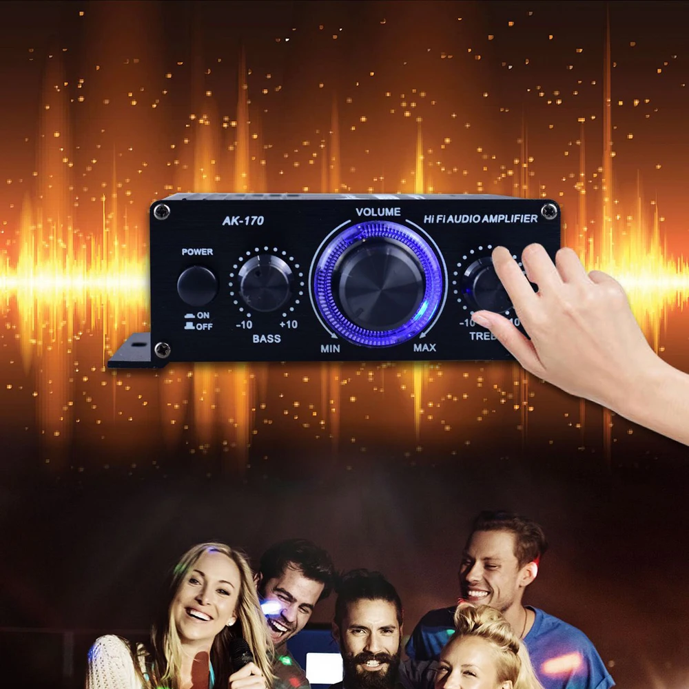 

12V Professional Home Outdoor PowerAmplifier Audio Button With LED Lamp Mini Portable Family Theater Stereo Music Player For Car