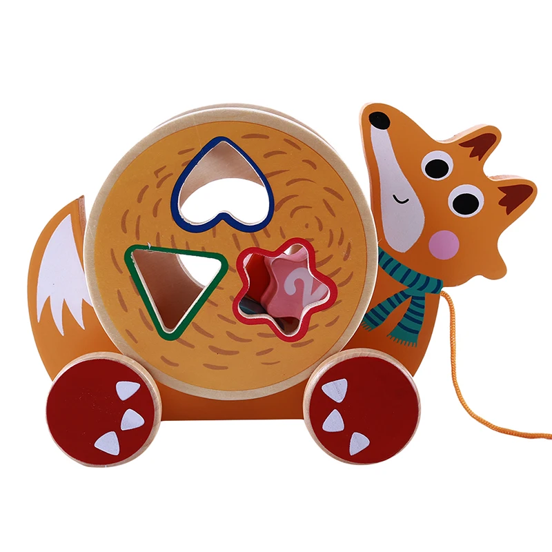 

Funny Cute Cartoon Animal Trailer Baby Early Education Toys Children Gift Hedgehog Fox Dinosaur Building Block Trailer