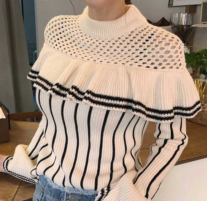 HAMALIEL свитер для подиума с автопортретом топы новинка весна-осень оборками в