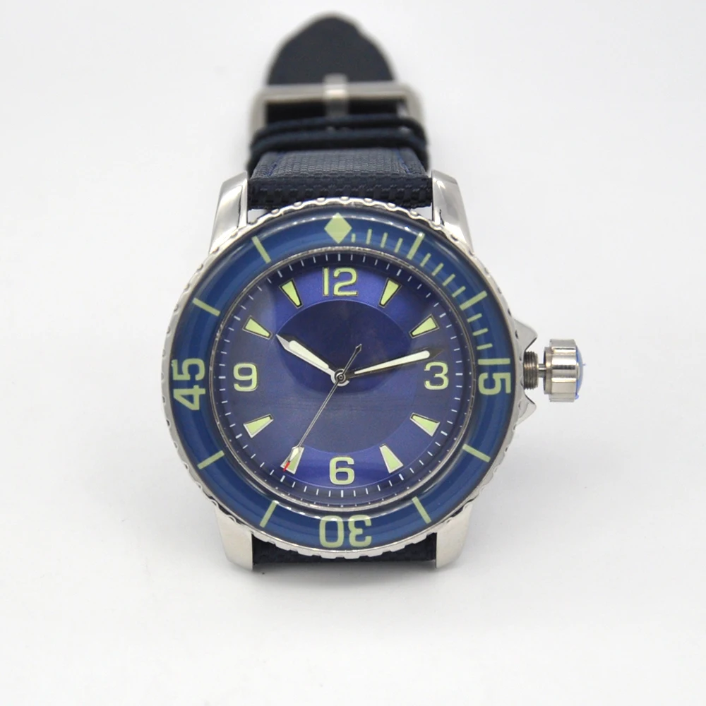 Мужские Водонепроницаемые механические часы с синим циферблатом 45 мм|Мужские