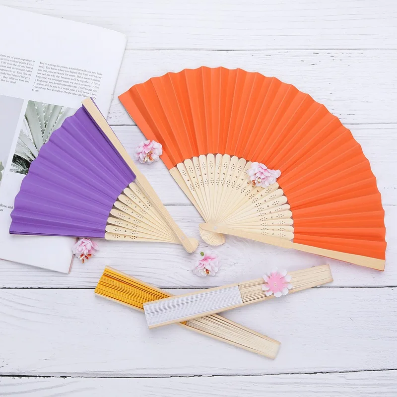 

Chinese Style Blank Folding Fan Children Painting Hand Held Bamboo Paper Pocket Fan Coloring Blank Paper Fan DIY Craft Gift