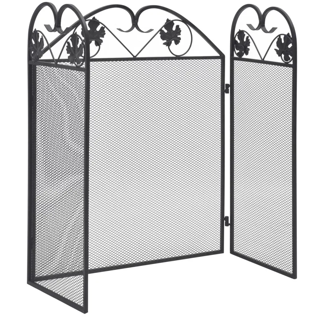 

3-панель камин Экран черный складной каминный Экран элегантные орнаментом из кованого железа Вертикальная доска для дома украшения