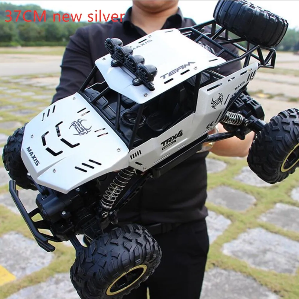37cm new silver 1:16 1:12 Радиоуправляемый автомобиль 4WD 4x4 2,4G Bigfoot с дистанционным управлением Багги внедорожный автомобиль альпинистские грузовики взрослые дети игрушка подарок джипы - Цвет: 37cm new silver