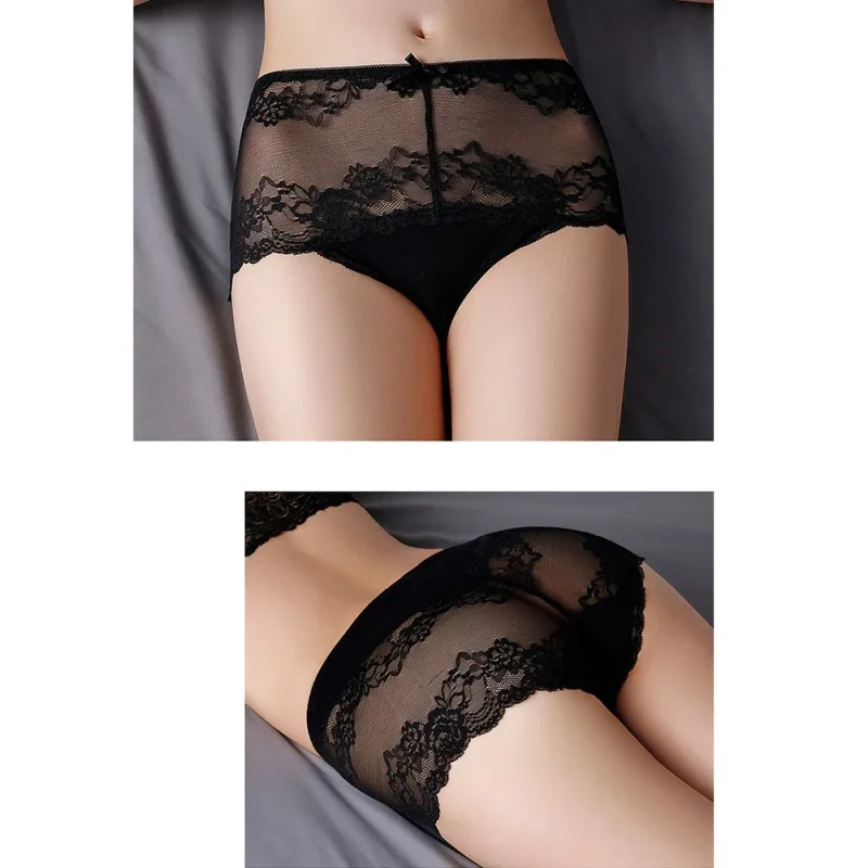 

Women'S Lace Seamless Panties Mid-Waist Cotton Inner Crotch Soft Mesh Breathable Stretch Briefs