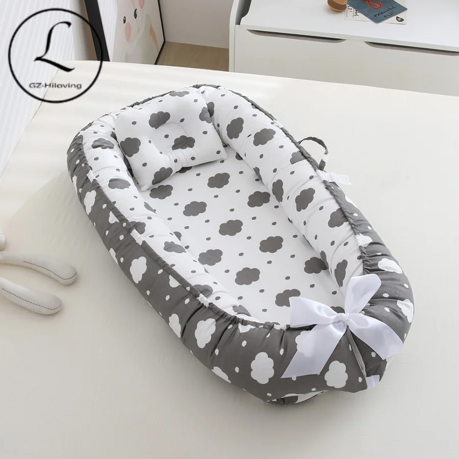 50*85Babynest Newborn Baby Nest Bed Portable Crib Travel Bed children cotton bed Baby Lounge Bassinet Bumper with Pillow Cushion