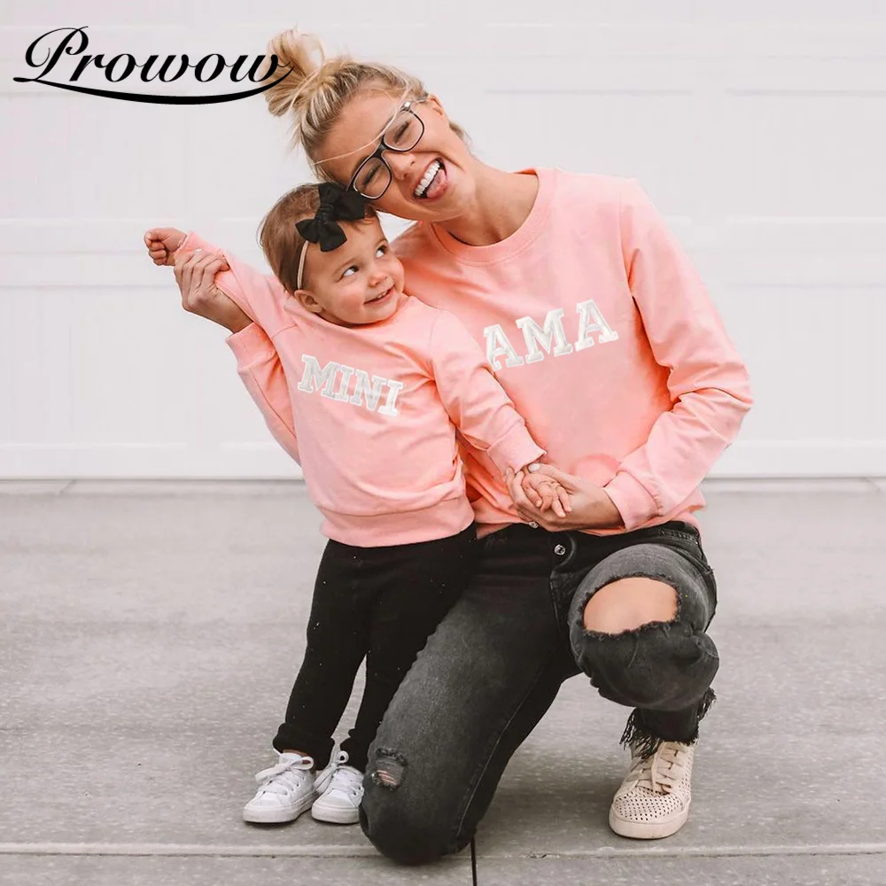 

Spring Sweatshirt Mother And Daughter Clothes Letter Printing Family Pullover Hoodies Mom And Daughter Matching Clothes