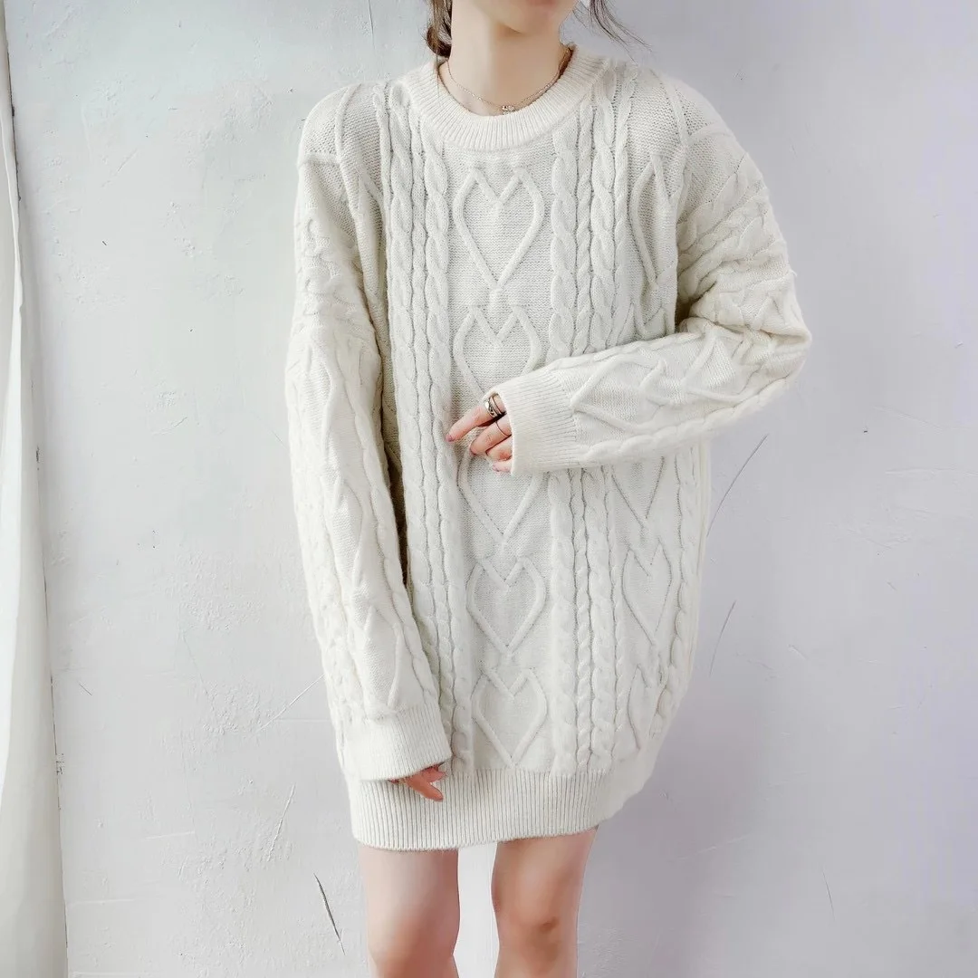 

Large size sweater female Korean loose large version lazy leprosy flower sleeve in the long women's 2020 new autumn and winter