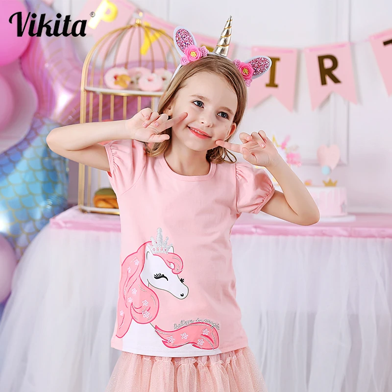 Детская футболка для девочек Летние хлопковые топы маленьких Футболки малышей