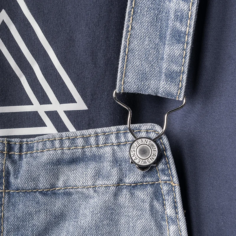 Man Ripped Jeans Bib Overalls Loose Streetwear Hip Hop Hole Denim Jumpsuits Ropa Hombre Trousers Leisure Tattered Cargo Pants