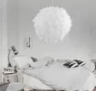 Современная пушистая люстра, лампа с белыми перьями и абажуром, декоративное креативное освещение для спальни, кабинета