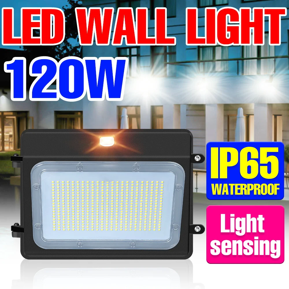 

LED Street Lamp With Sensor Interior Wall Light Waterproof Spotlights 60W 80W 100W 120W For Outdoor Garden Lighting Floodlight