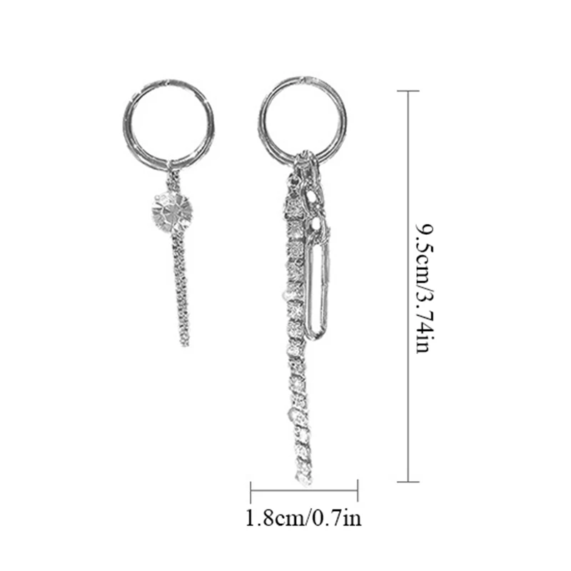 

Simple Tassel Earrings Retro Statement Jewelry Asymmetric Linked Chain Rhinestone Earrings Chain Women Creative Earrings