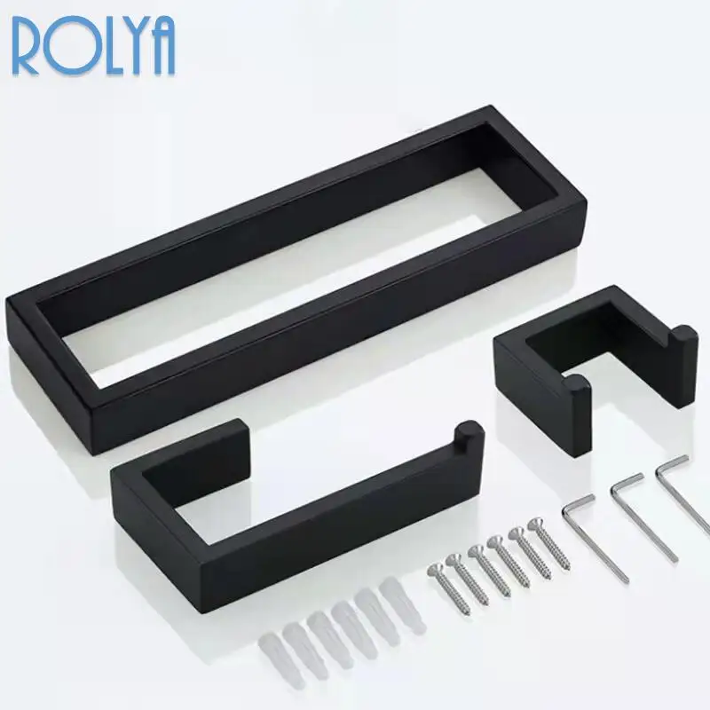 Матовый черный набор Вешалки для полотенец двойное кольцо крючок пальто вешалка