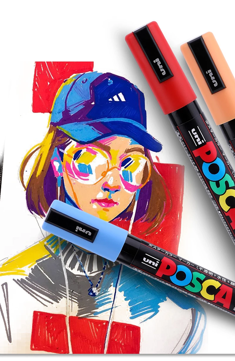 3 шт./партия Mitsubishi Uni Posca PC-5M маркер-средний Tip-1.8mm-2.5mm 17 цветов художественные маркеры офисные школьные принадлежности