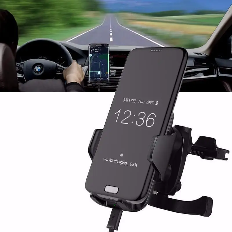 Mindzo автомобильное крепление Qi Беспроводное зарядное устройство для iPhone X 8 Plus Быстрая зарядка быстрая Беспроводная зарядка Автомобильный держатель для samsung S9 S8
