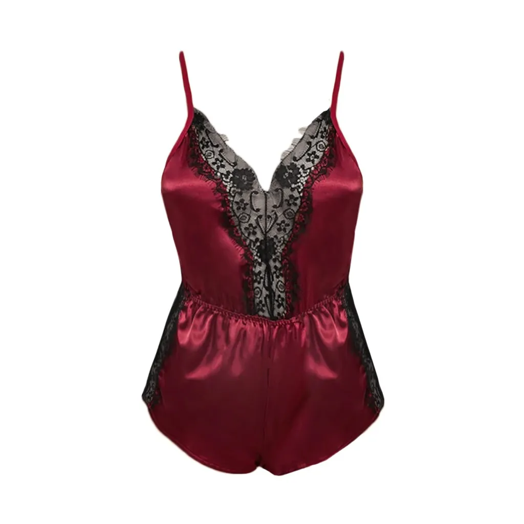 

New Women's Sexy Lingerie Lace Satin Patchwork Nightdress Women Erotic Underwear Babydoll Teddy Porno Sleepwear Langerie Mujer