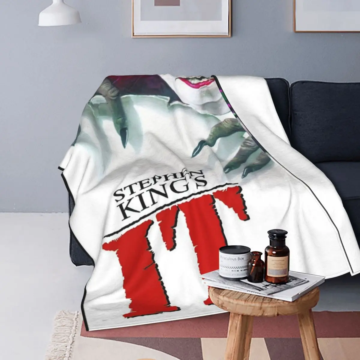 

Stephen King's It Blanket Velvet Print Clown Portable Soft Throw Blankets for Bed Office Rug Piece