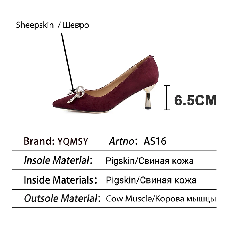 

YQMSY Women's Pumps Fashion Pointed Toe Butterfly-knot Thin Heels Shoes Spring/Autumn Handmade Elegant Party Slip-On Shoes AS16