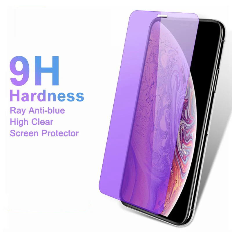 Закаленное стекло 9H с защитой от синего излучения для iPhone 12 Mini 11 Pro X XR XSMAX 8 7 6 6S Plus 5S