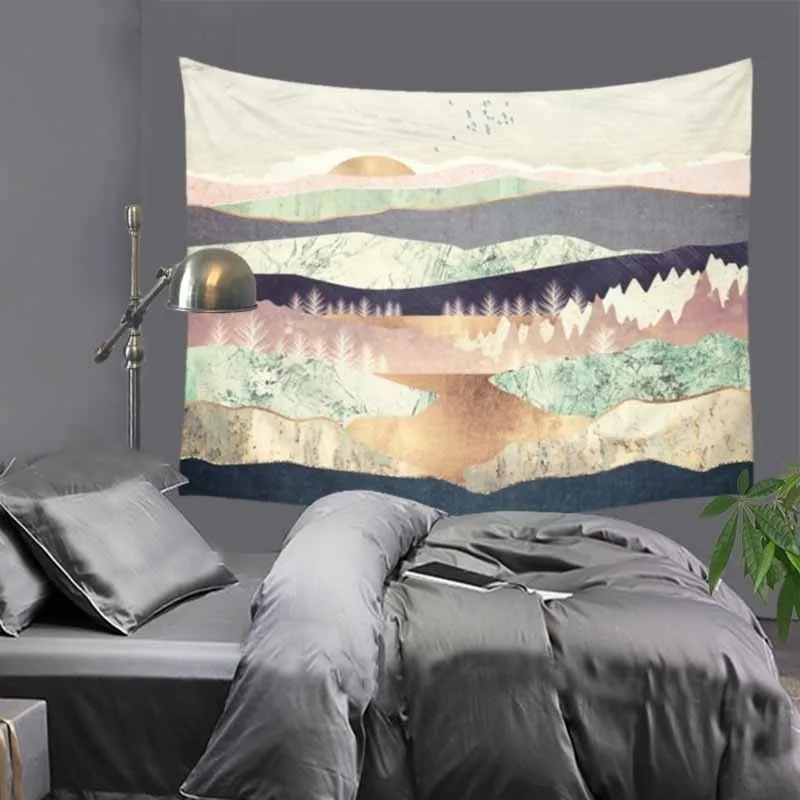 Новый Индийский гобелен акварельного цвета с узорами принтом гор Мандала хиппи