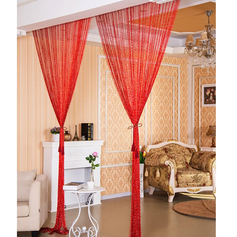 

Glitter Fringe String Curtain Shiny Tassel Flash Silver Line String Curtain Window Panel Room Divider Fly Screen Door Curtain