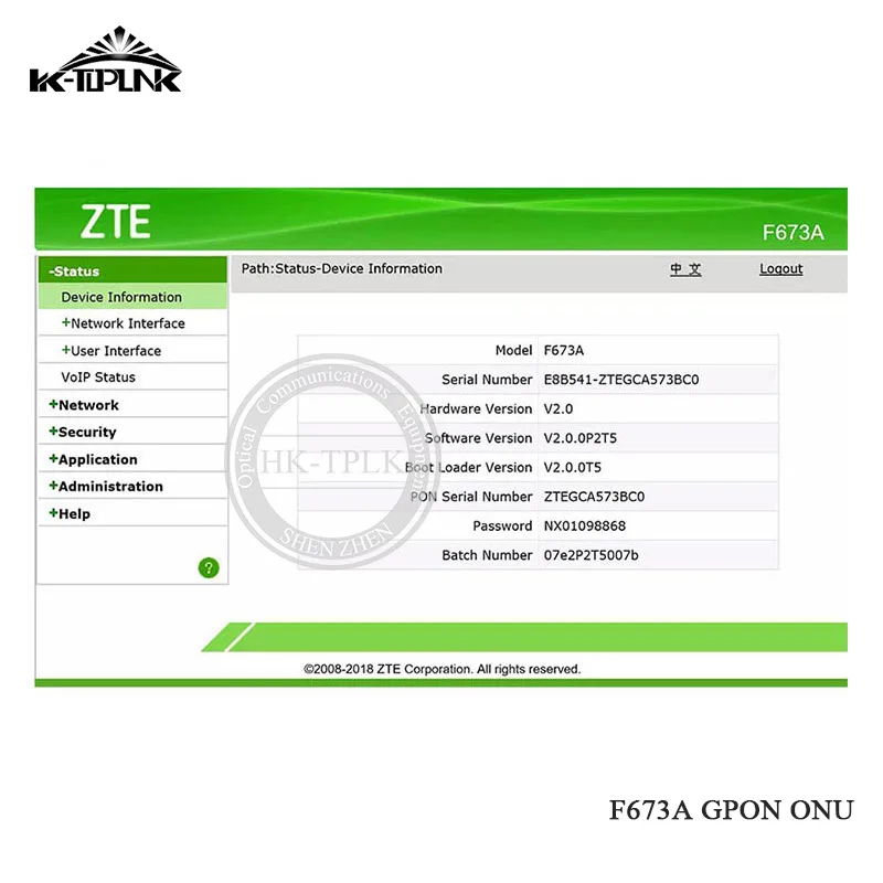 2 шт. ONU F673A V2 GPON английская прошивка 4GE + 1Tel USB Wifi с китайским логотипом мобильного