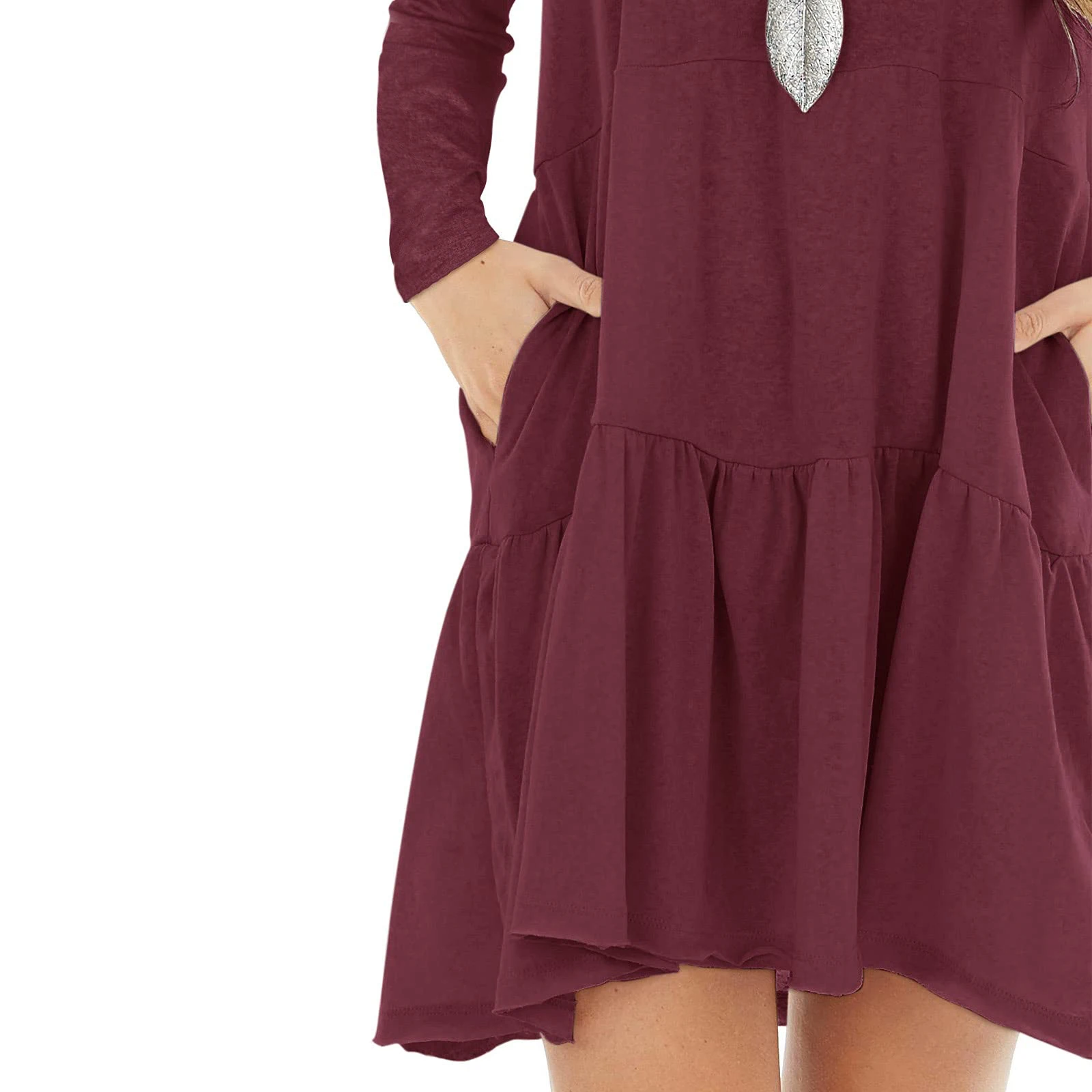 Женское платье с цветочным рисунком длинным рукавом круглым вырезом кружевом в