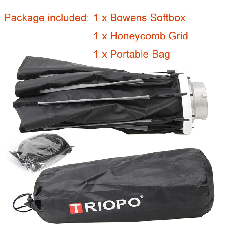 

Triopo 65cm Photo Bowens Mount Softbox w/ Honeycomb Grid Portable Outdoor Octagon Umbrella Soft Box for Video Studio Godox