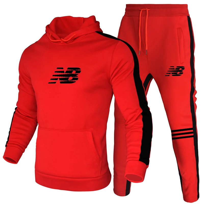 

New Men Hoodies Suit Tracksuit Sweatshirt Suit Fleece Hoodie+Sweat pants Jogging Homme Pullover Sporting Suit Male