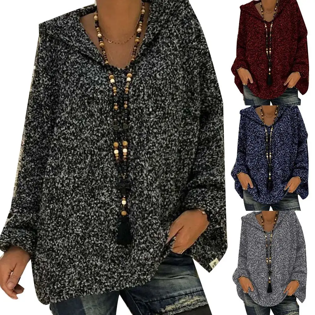 

Fashion Women Casual Floral Print Loose Long Sleeve Hooded Sweatshirt Hoodie Polyester + Spandex Warm And Soft Women's Hoodie