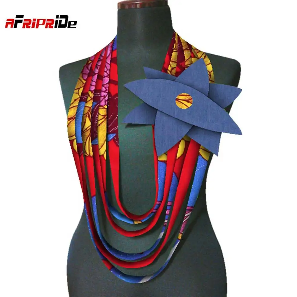 

2021 African Multi-strand Necklaces African Batik Printing Necklace Geometric Flower Necklace Handmade Colorful Necklace WYA112