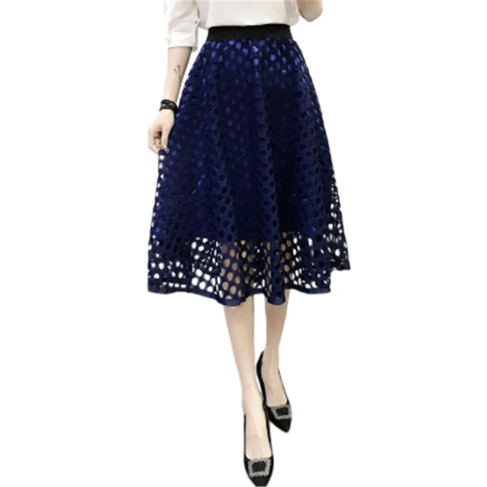 Женская юбка с высокой талией кружевная средней длины трапециевидная из тюля ZY4916