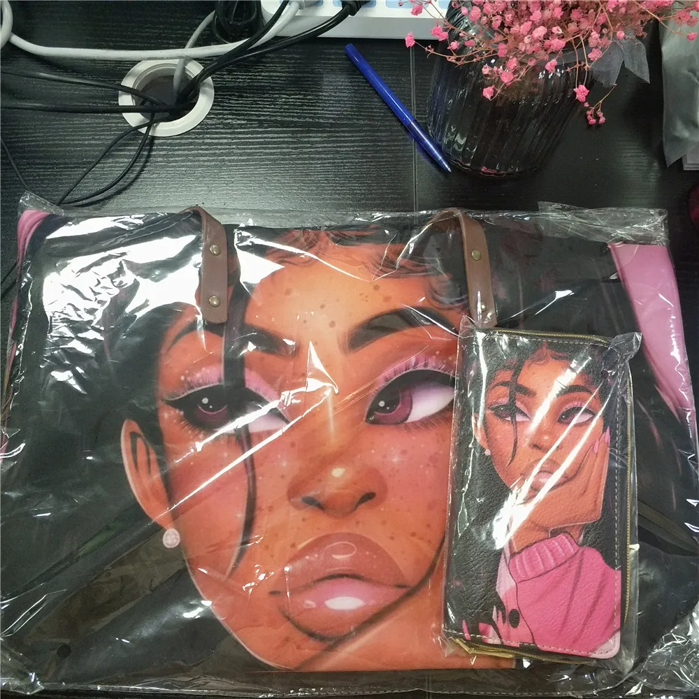 Комплект сумок и кошельков FORUDESIGNS женская черная сумка с принтом в африканском