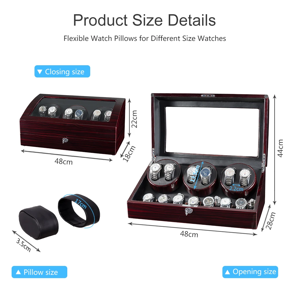 10 MODES 6+7 Watch Winder for Automatic Watches New Version Wooden Accessories Box Storage Collector | Наручные часы