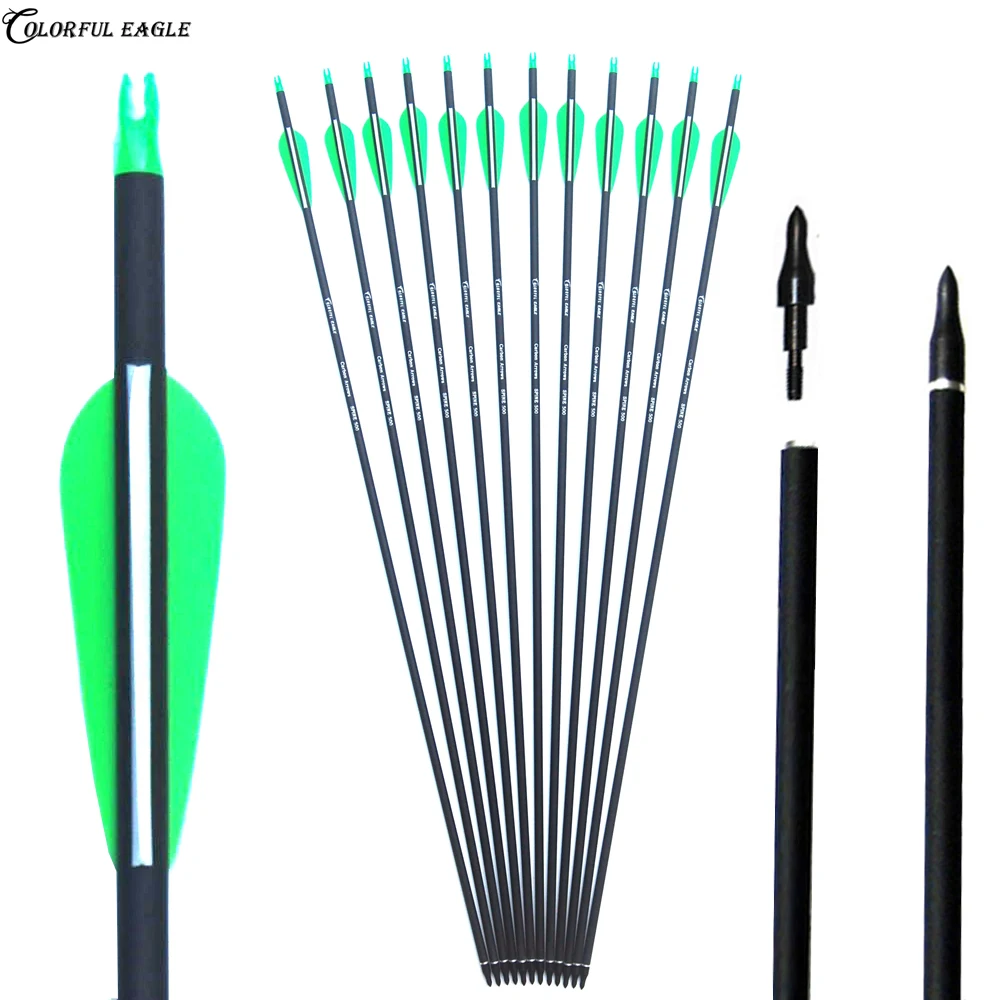 Углеродная стрела 28 &quot/30&quot/31 &quotстрелы для стрельбы из лука охоты Spine500 сменные
