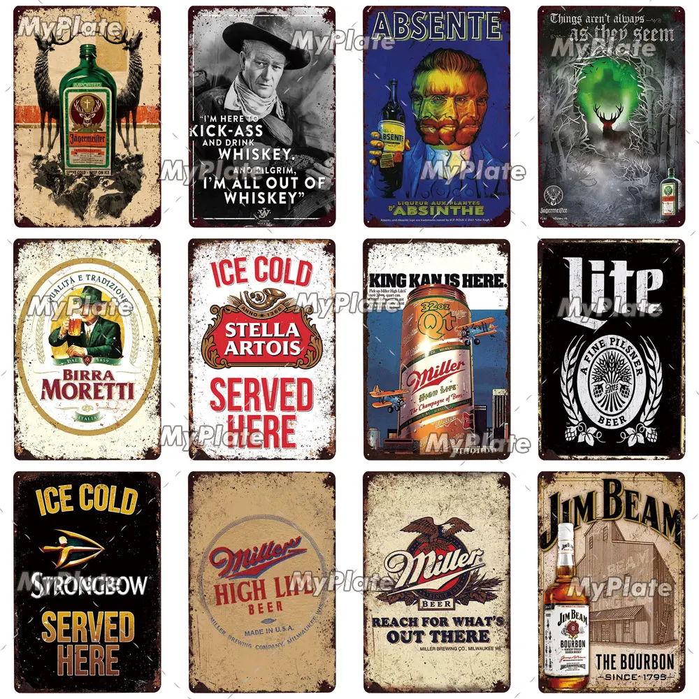 Металлическая табличка с надписью World Beer Жестяная Табличка со спиртом Настенный