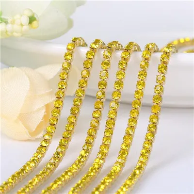 Citrine Аксессуары для обуви Швейные модные Кристаллы Свадебные Стразы цепи для DIY свадебные вечерние платья - Цвет: Citrine