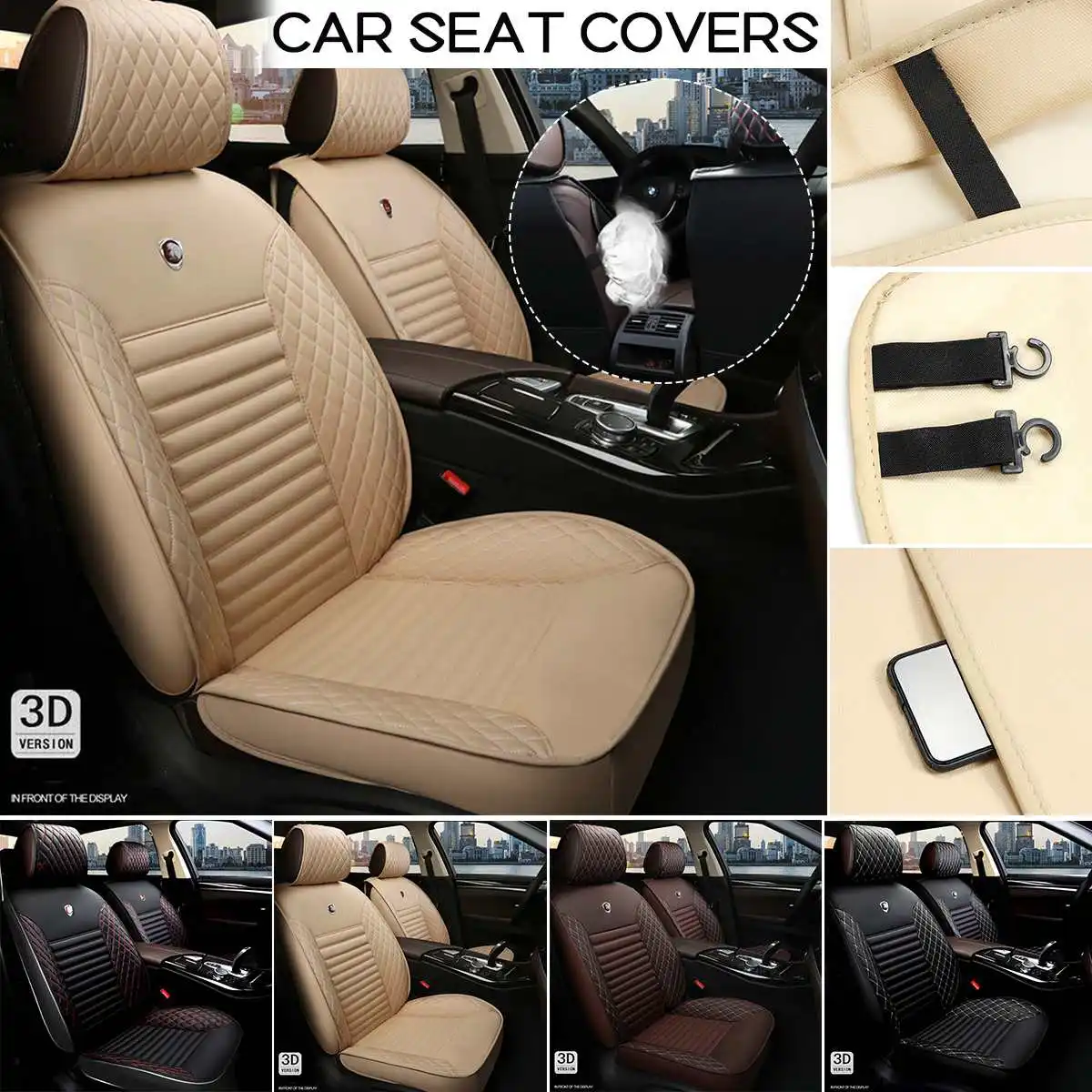 

Pu Leather Car Seat Cushion Not Moves Universal Auto Accessories Covers Black/Red Non-Slide For Most Cars Trucks SUV Accessories