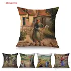 Импрессионизм мастер Камилла Писсарро картина маслом зимняя красная крыша Урожай Цвет зрение искусство Диван Подушка Чехол льняная наволочка