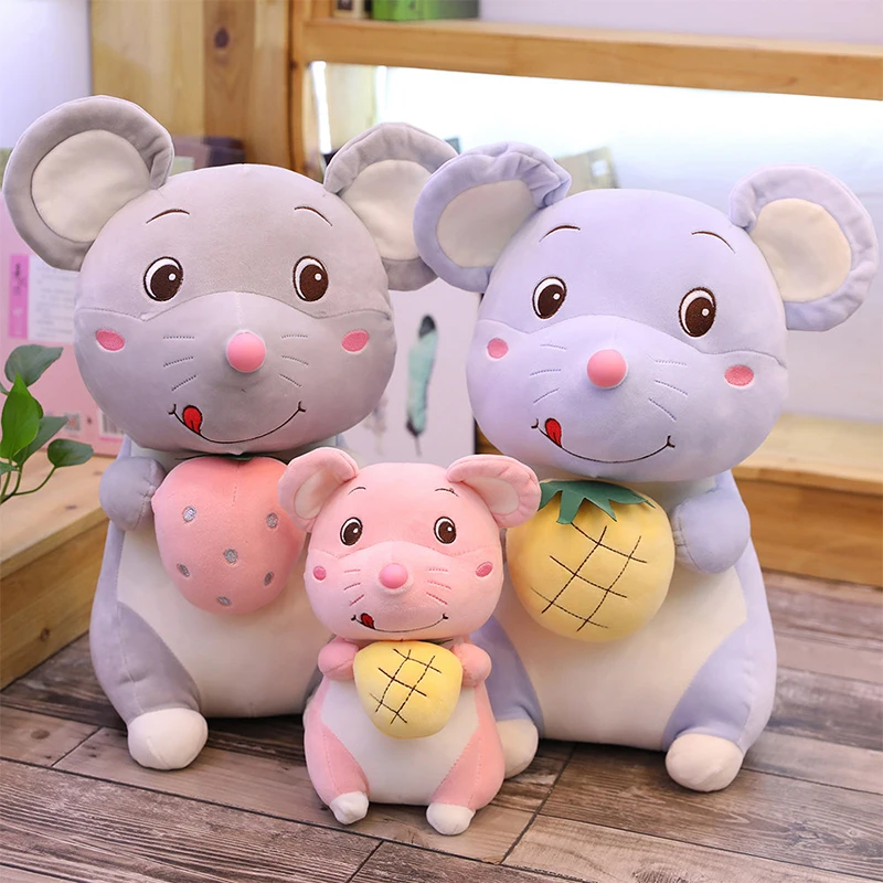 Плюшевая подушка для мальчиков и девочек милая серая крыса с большими глазами