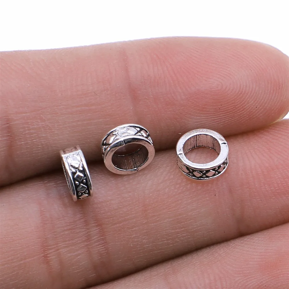 

40pcs Spacer Beads Antique Silver Plated 7mm Metal Alloy Charms Jewelry Findings Accessories