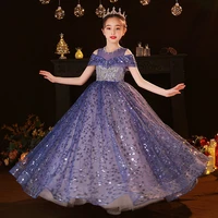312t new arrival children girls luxury sequined evening party birthday ceremony princess prom dress kids teens piano host dress