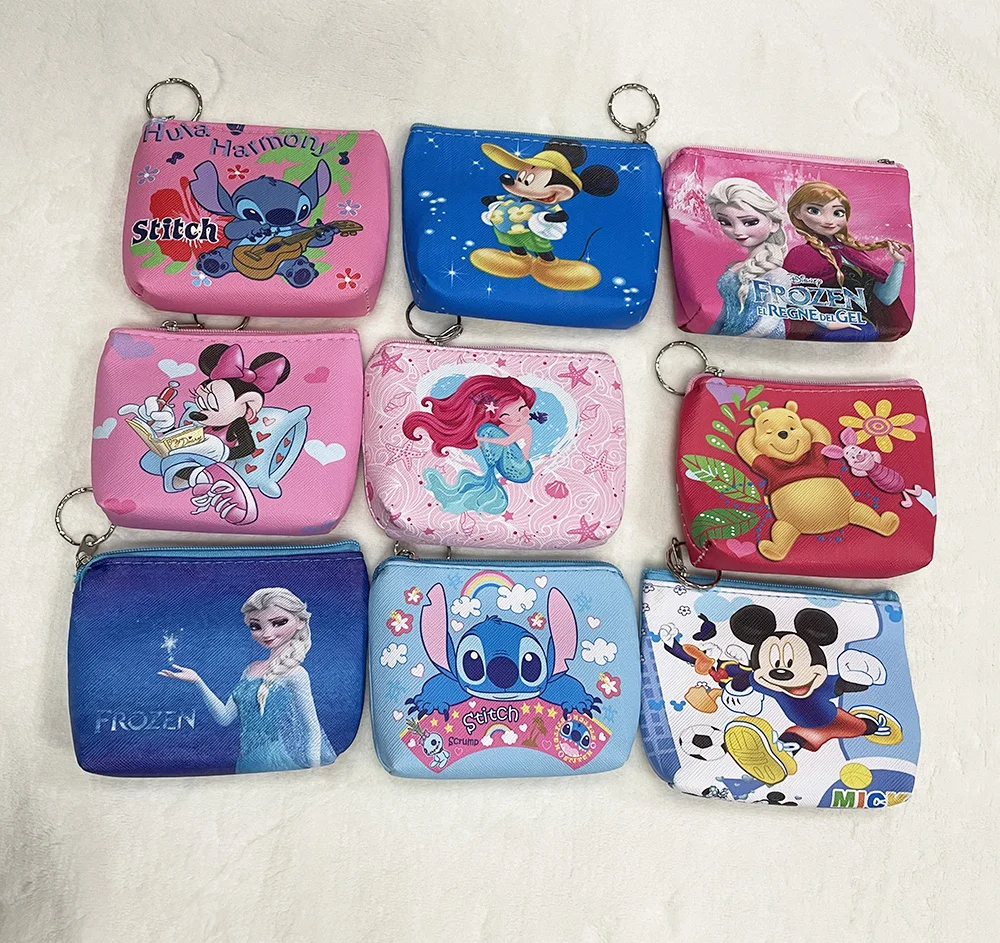 Disney princess children cartoon coin purse Mermaid Frozen girl bag coin Elsa handbag boy Mickey Clutch plush wallet pu