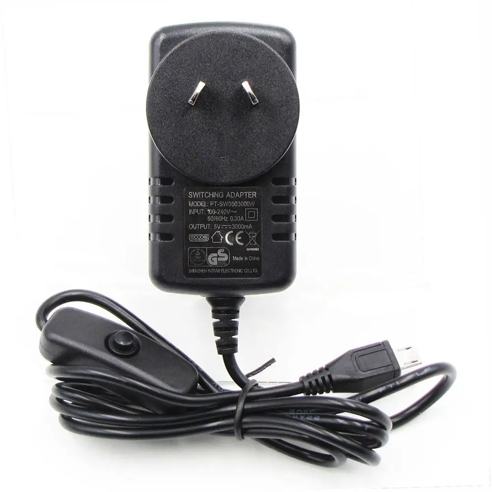 Штепсельная вилка AU: 5V3A 5V/3A PI3 Model B Raspberry адаптер питания USB зарядное устройство