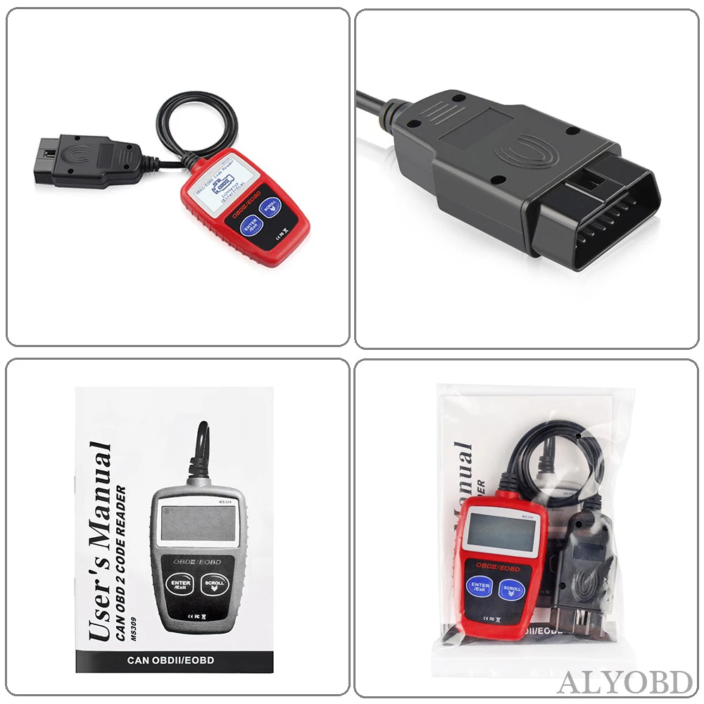 MaxiScan MS309 CAN BUS OBD2 автомобильный считыватель кодов EOBD OBD II диагностический инструмент MS 309 Автомобильный сканер кода с несколькими языками MS 309