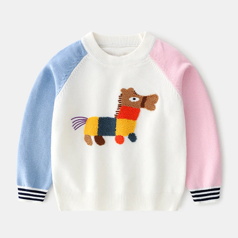Welaken/Детский свитер с длинными рукавами и круглым вырезом цветная хлопковая