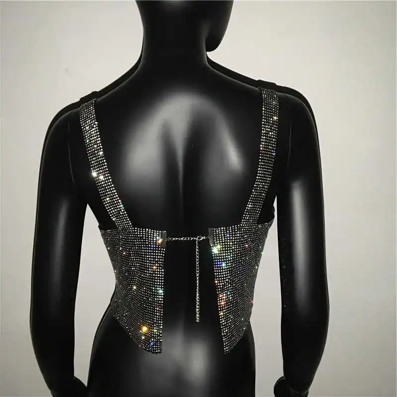 

2021 glitter nightclub sem strass feminino sexy metal diamantes sequined club party