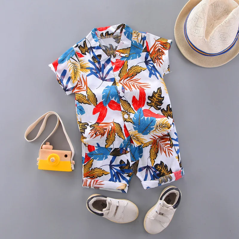 

Baby clothes summer fashion cartoon short-sleeved printed shirt two-piece suit baby boy casual suit children's clothes baby suit