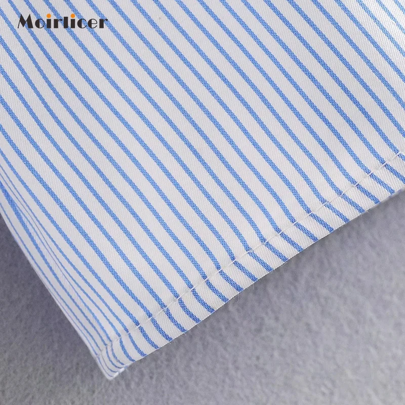 2020 Женская милая свободная полосатая блузка с рукавом три четверти и v образным